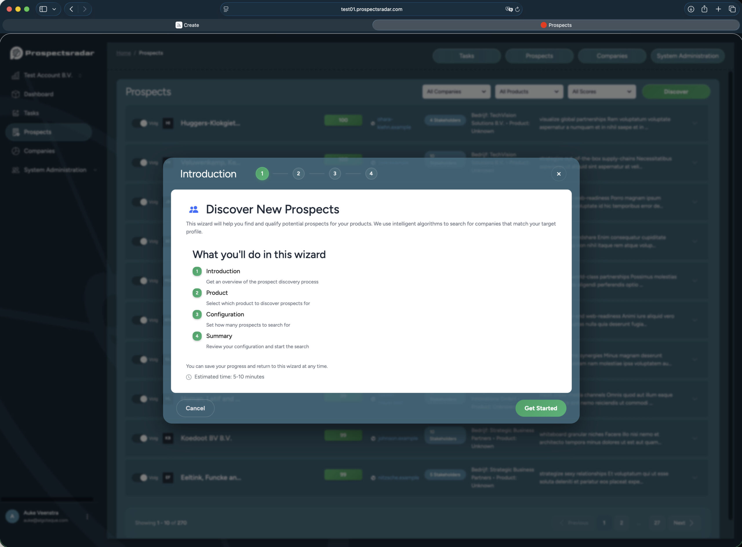 setting up the leads search